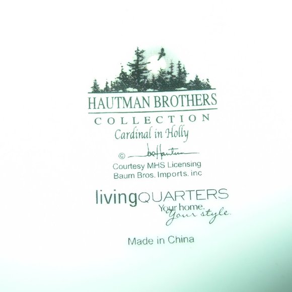 CARDINAL IN HOLLY "CHRISTMAS" CANDY LIVING QUARTERS 9.5" BASKET Hautman NIB - Picture 7 of 7